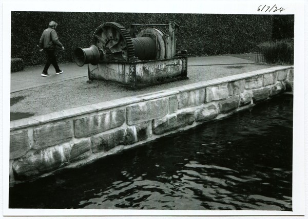 <strong>Winch</strong><br> <!-- title -->
July 2024<br> <!-- date -->
5x7" BW Enlargement<br> <!-- medium -->
Ilford FP4+ @ 125 ISO<br> <!-- film stock -->
Contax G1 + Zeiss Planar 35mm f/2 <!-- camera/lens -->
<br><br>
<em> <!-- inspiration/motivation -->
Sorry if that's not actually a winch, I don't know what the correct name for that thing is.
